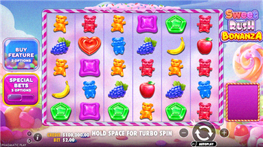 Sweet Rush Bonanza — schermata principale di gioco